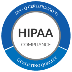 HIPAA compliance certified by LEX-Q Certifications